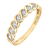 0.1ct Round Diamond Bezel Set 7-Stone Eternity Ring in UK Hallmarked 9ct Yellow Gold